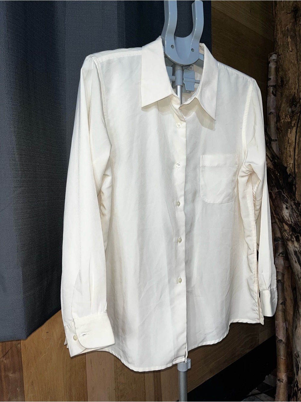 Basic Editions Cream Button-Up Blouse - Picture 3 of 7